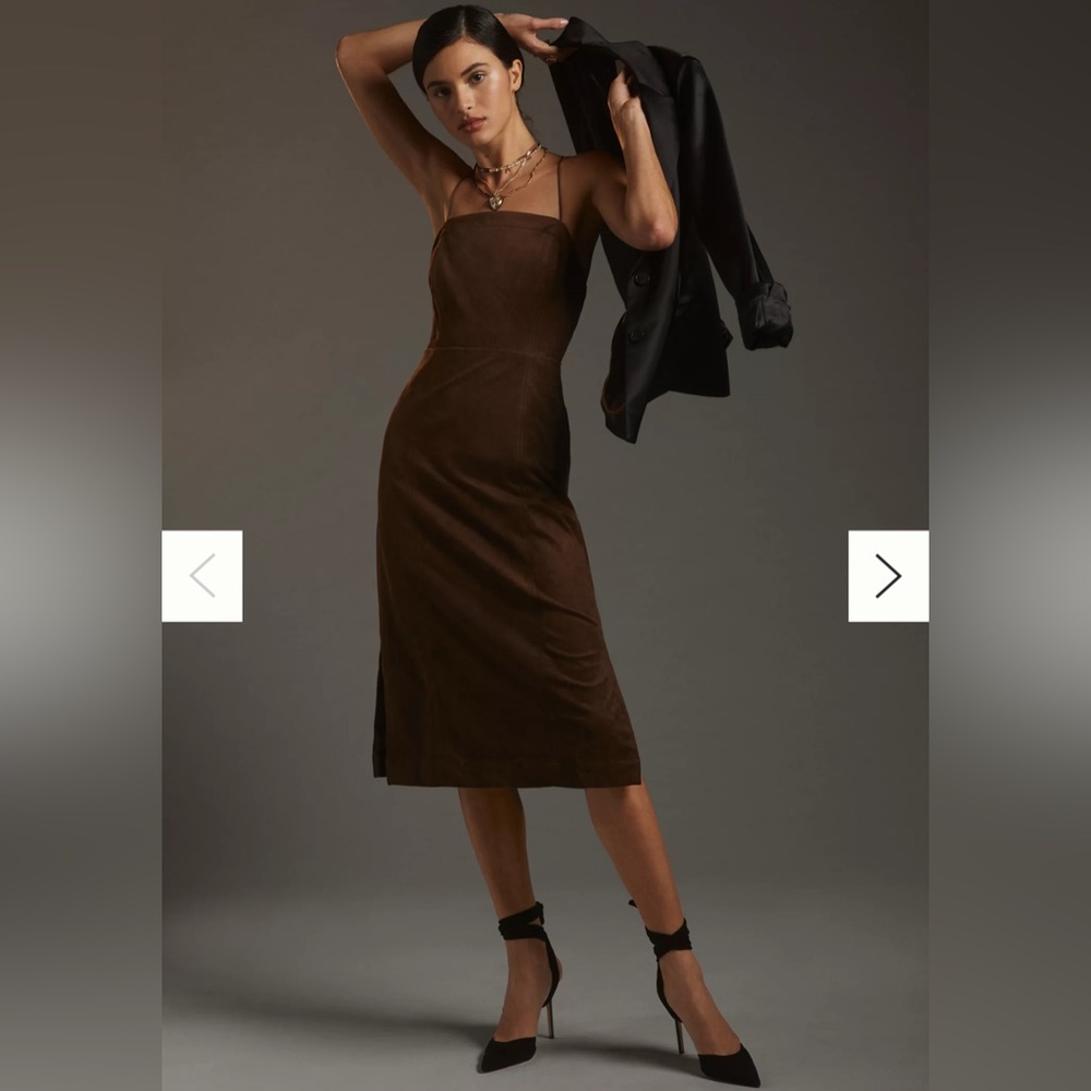 Anthropologie Strappy Faux Suede Midi Dress